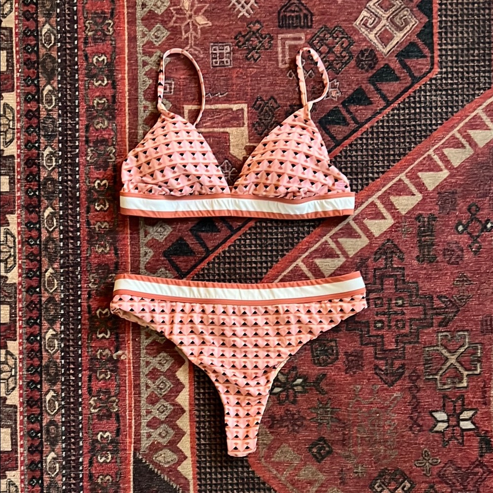 Pink Textured Bikini Set